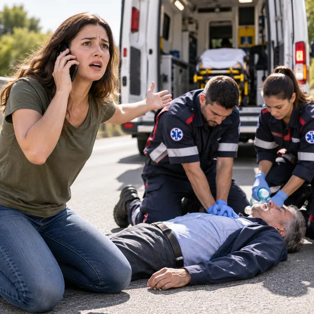 chame uma ambulância — call an ambulance